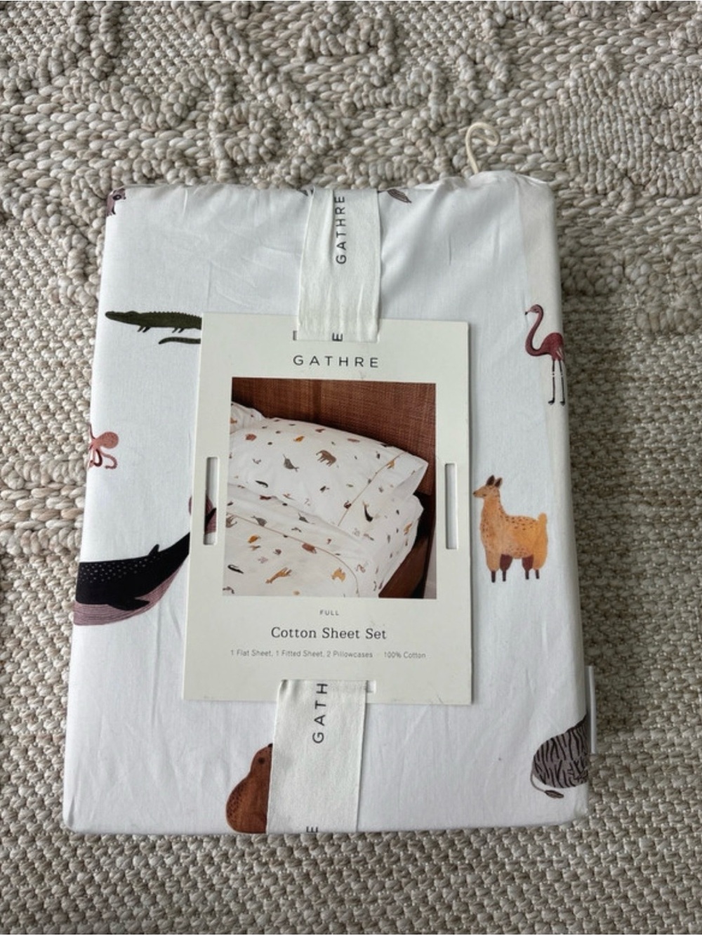 New Gathre 100% Cotton Animal-Print Sheet Set in size full